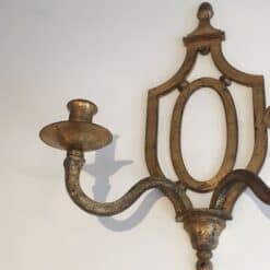 Gilbert Poillerat Style Gilt Wrought Iron Wall Light - Left Fixture Detail - Styylish