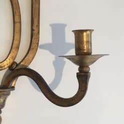 Gilbert Poillerat Style Gilt Wrought Iron Wall Light - Right Fixture Detail - Styylish