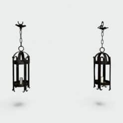 Pair of 1950s Wrought Iron Lanterns - Pair View Three - Styylish