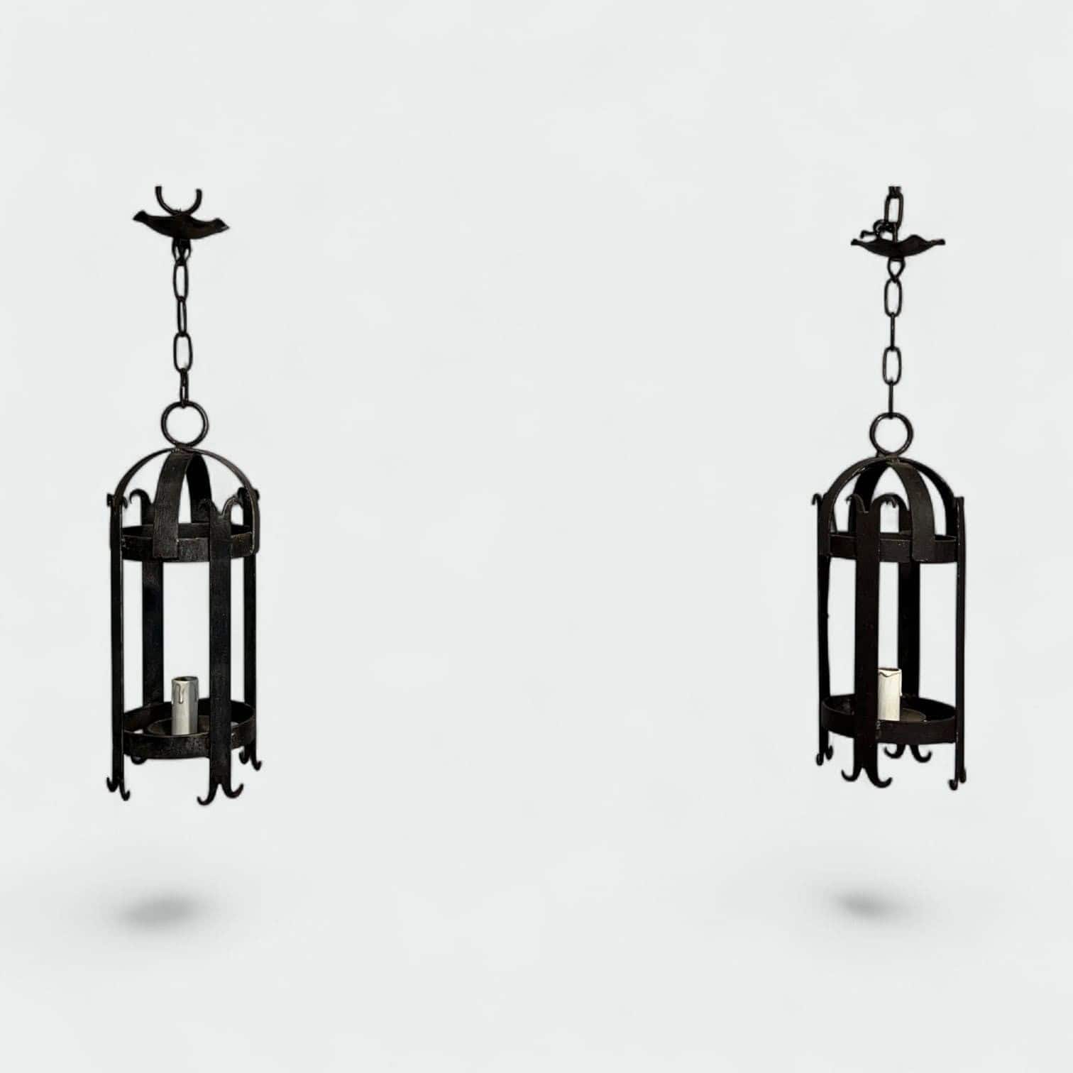 Pair of 1950s Wrought Iron Lanterns - Pair View Three - Styylish