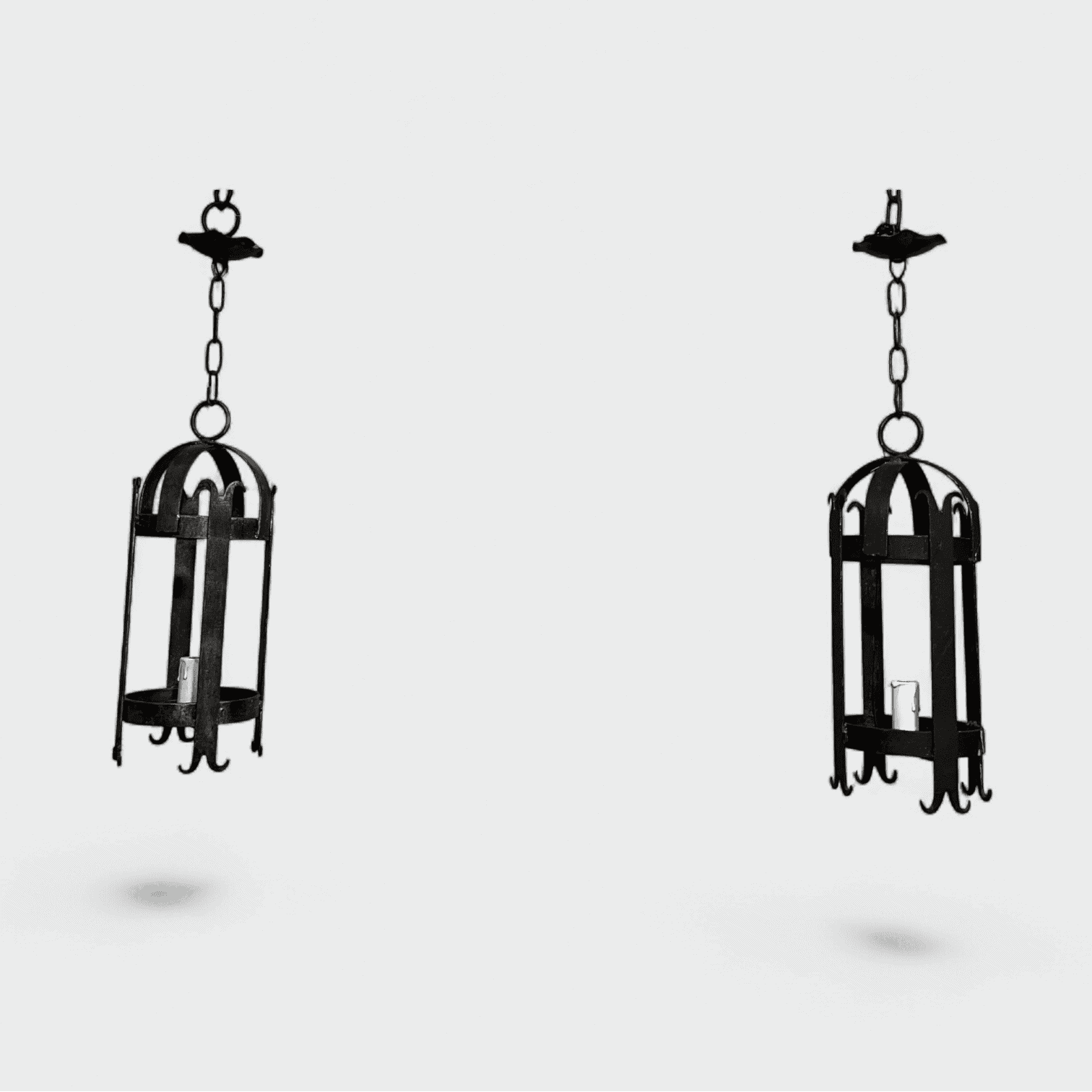 Pair of 1950s Wrought Iron Lanterns - Pair View Two - Styylish