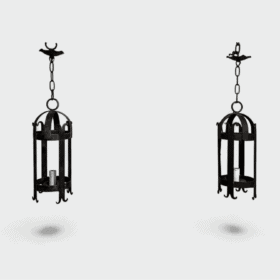 Pair of 1950s Wrought Iron Lanterns