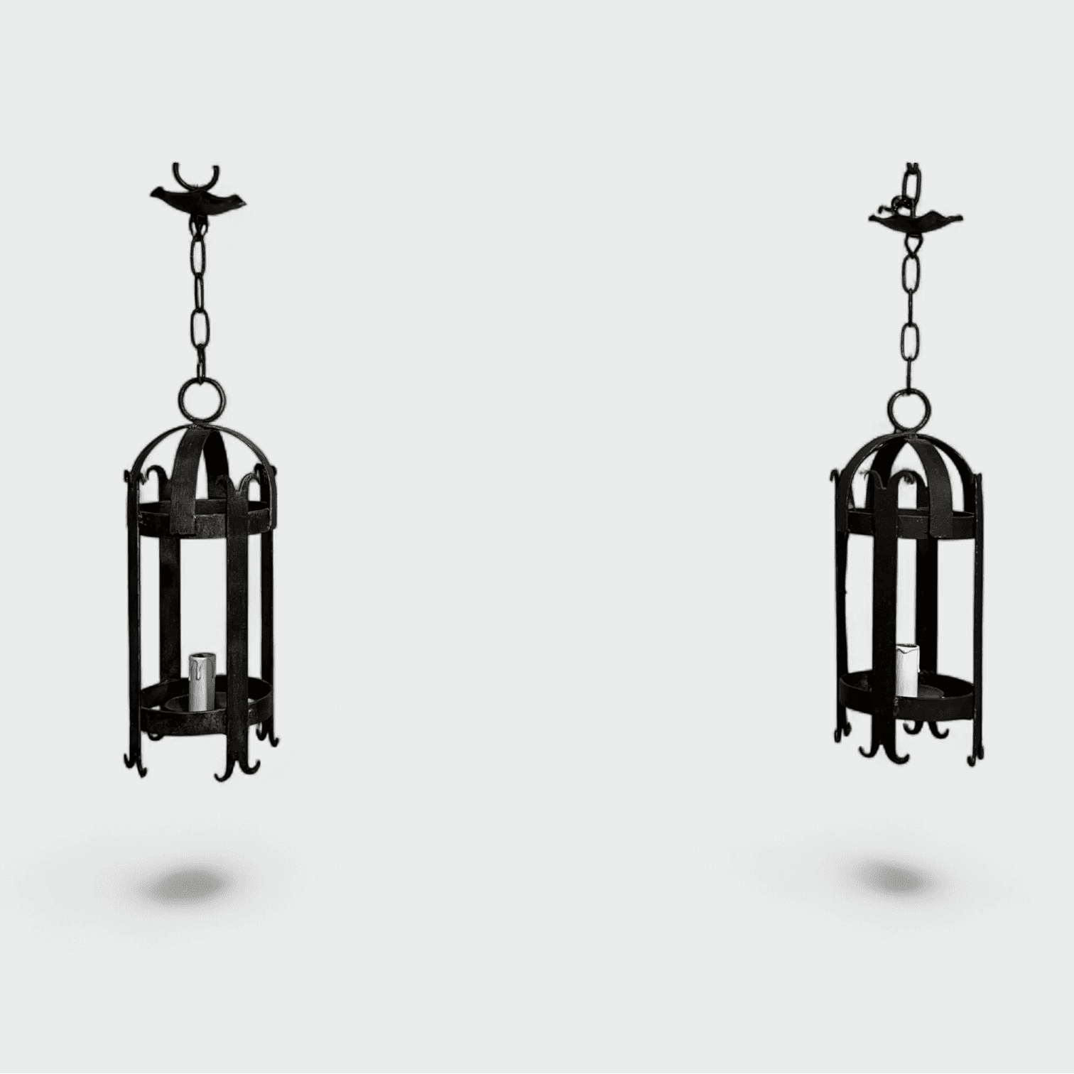 Pair of 1950s Wrought Iron Lanterns - Styylish