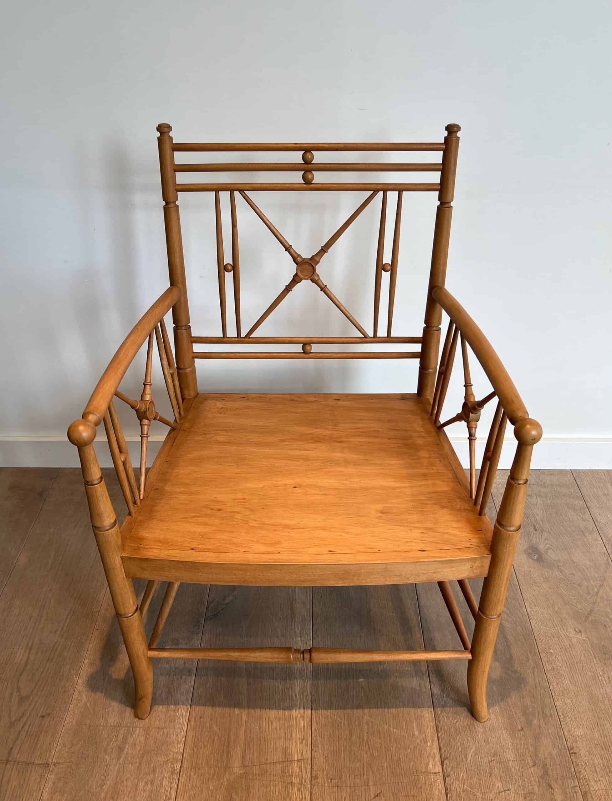 Late 19th-Century Faux Bamboo Armchair - View Eight - Styylish