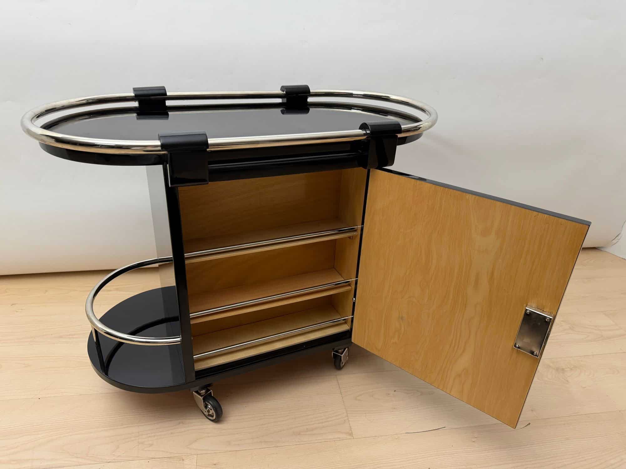 Art Deco Bar Cart, Black Lacquer, France, circa 1930 - Image 3