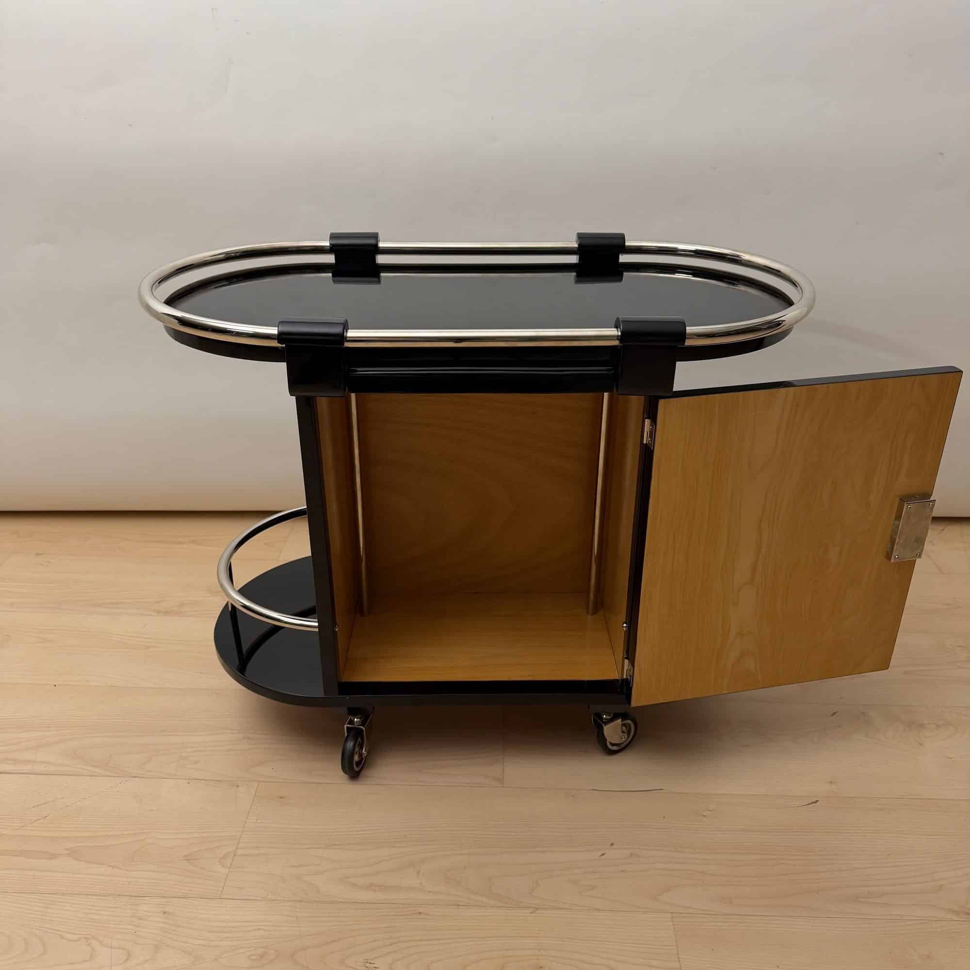 Art Deco Bar Cart, Black Lacquer, France, circa 1930 - Image 4