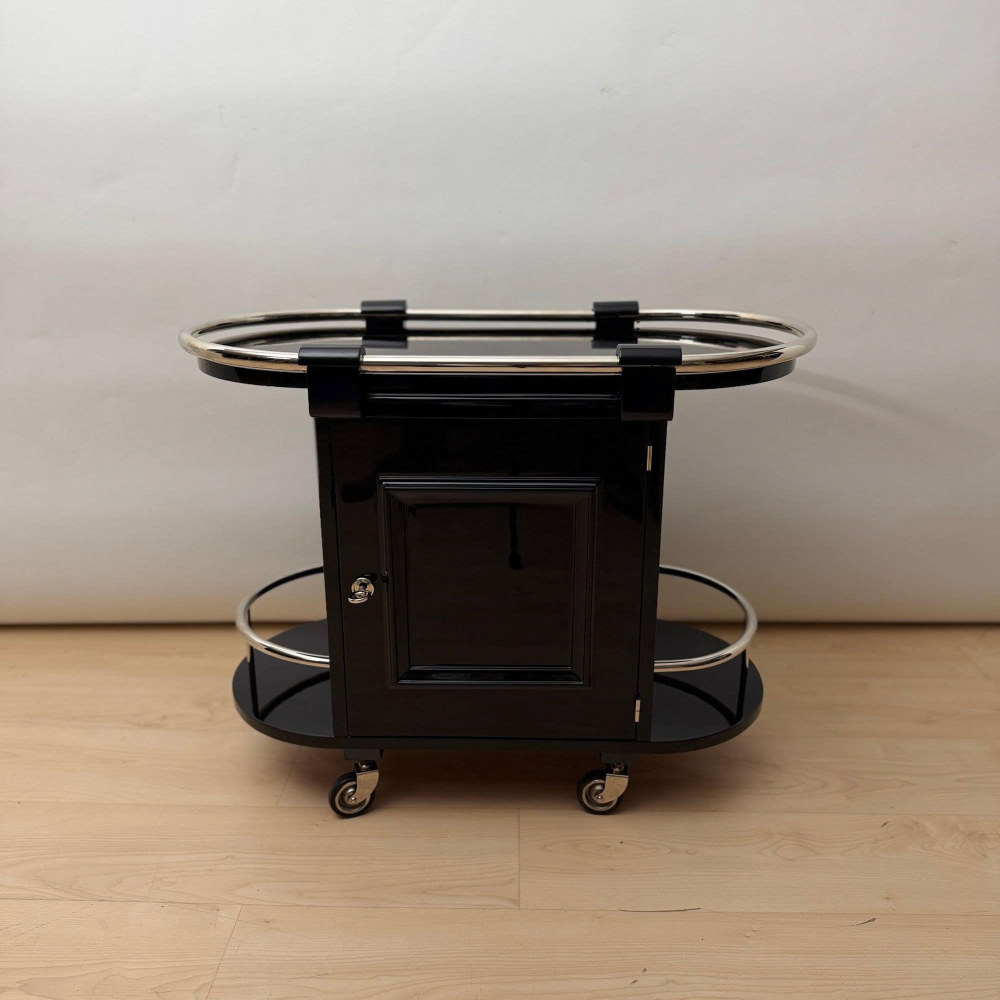 Art Deco Bar Cart, Black Lacquer, France, circa 1930 - Image 5
