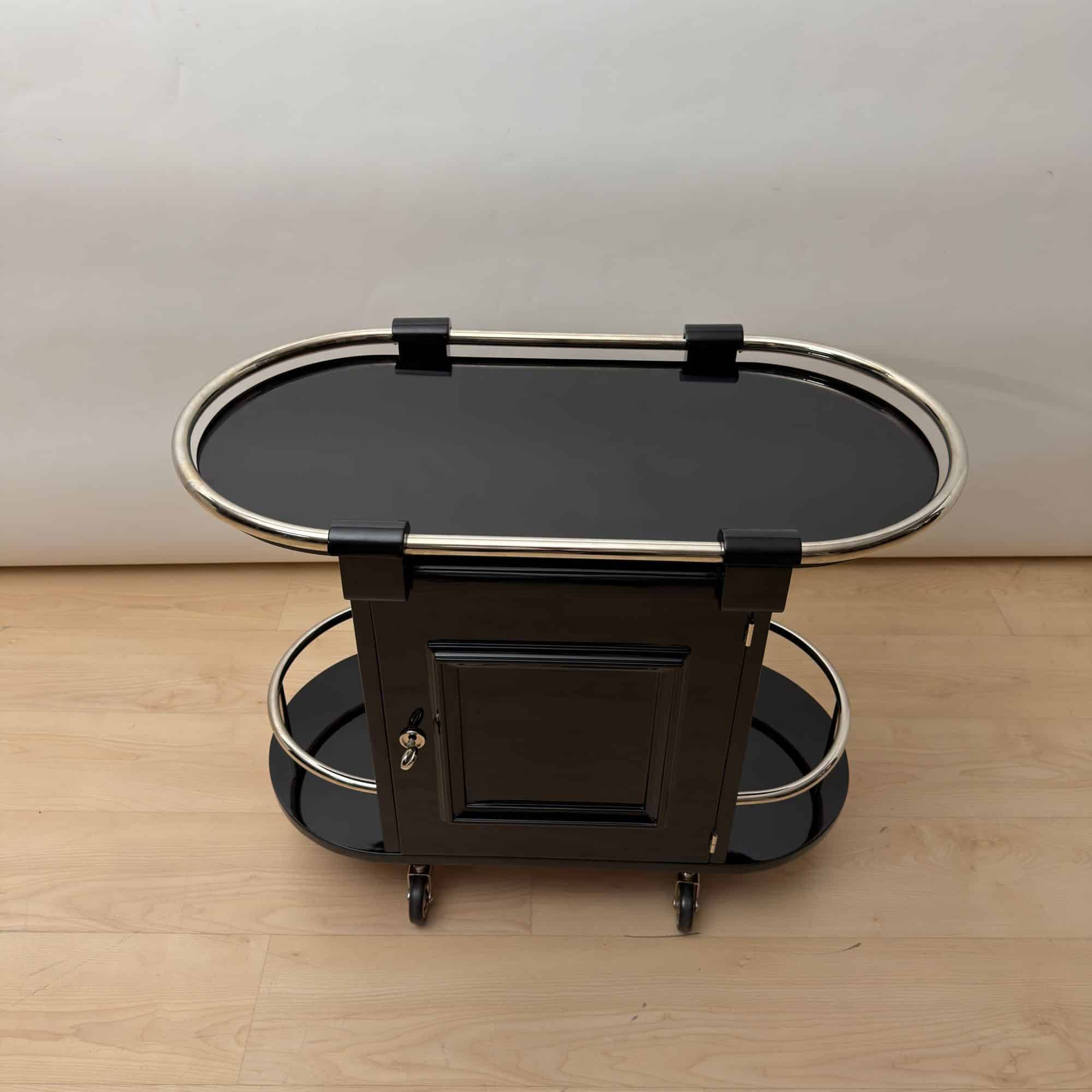 Art Deco Bar Cart, Black Lacquer, France, circa 1930 - Image 6
