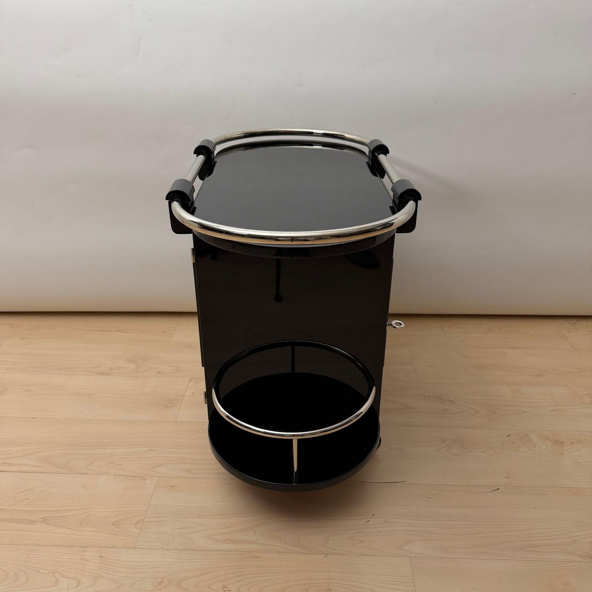 Art Deco Bar Cart, Black Lacquer, France, circa 1930 - Image 7