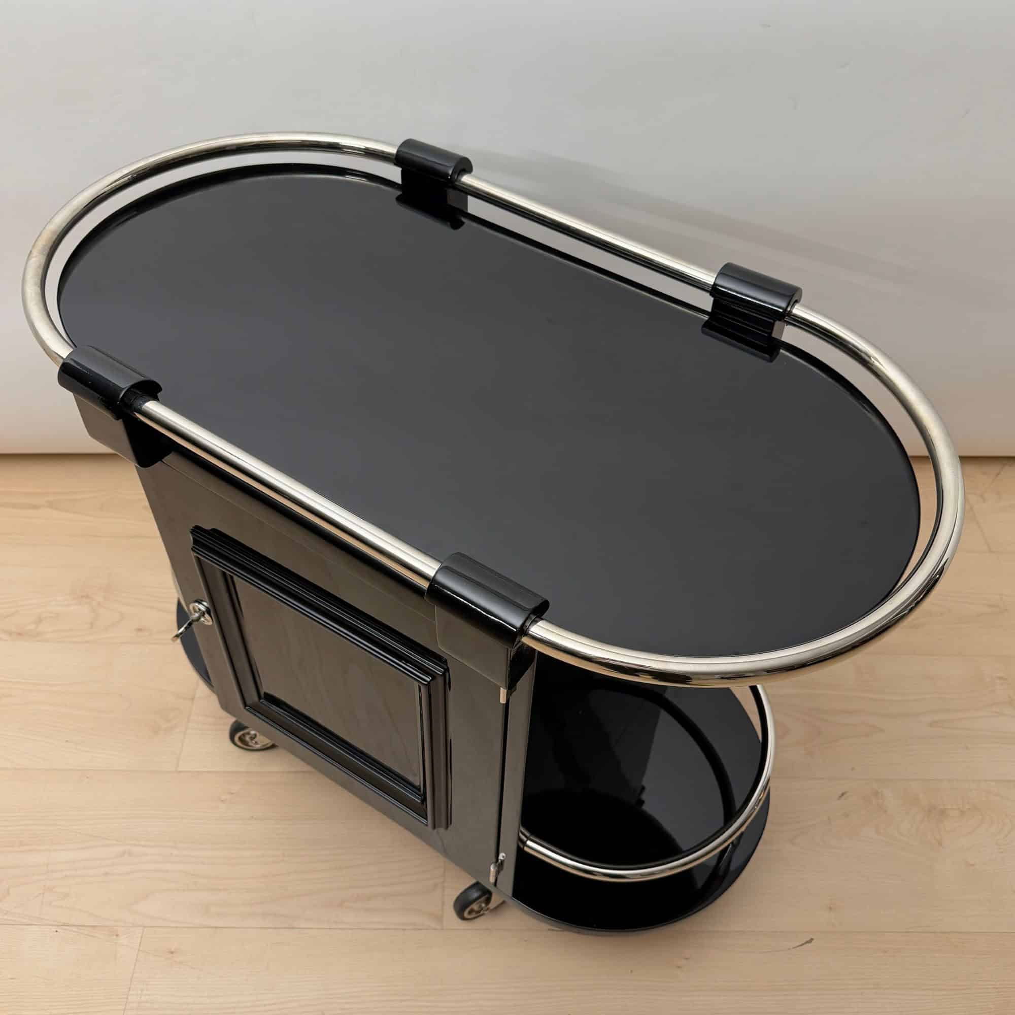 Art Deco Bar Cart, Black Lacquer, France, circa 1930 - Image 8