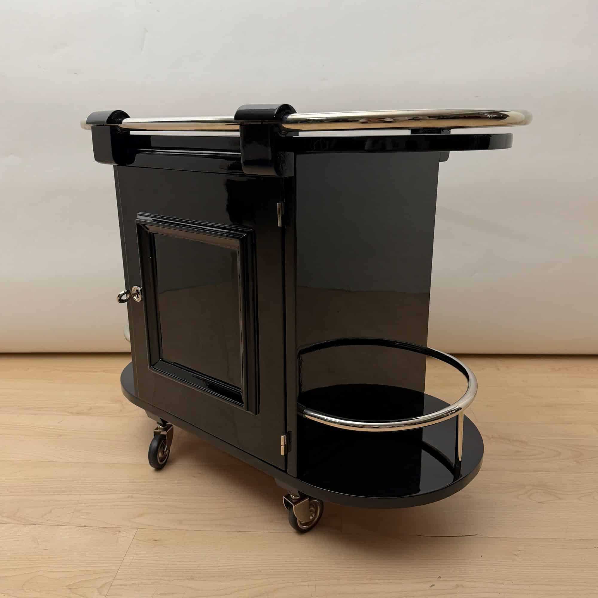 Art Deco Bar Cart, Black Lacquer, France, circa 1930 - Image 9