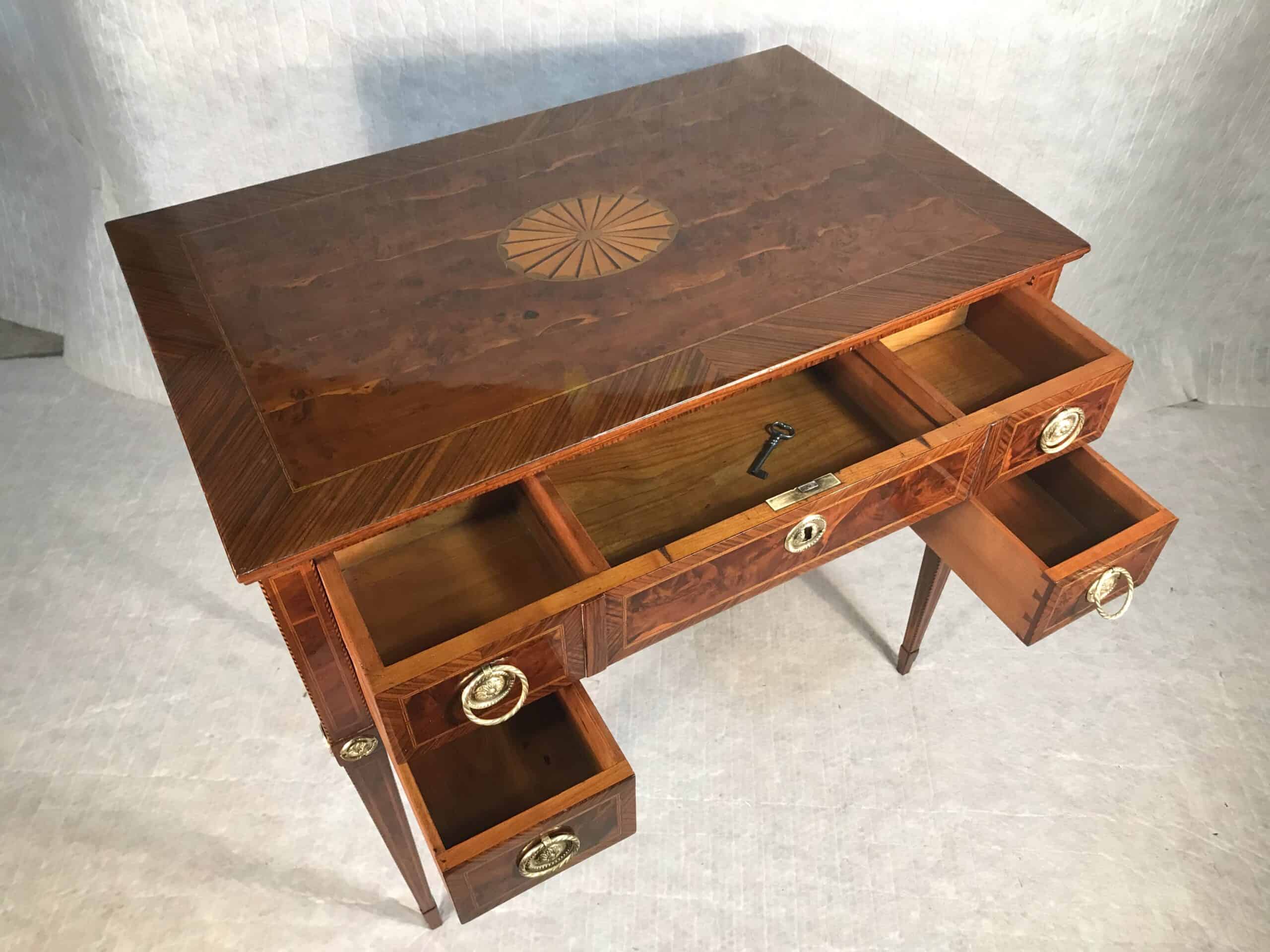 18th Century Louis XVI Writing Desk with Marquetry, Petite Neoclassical Desk - Image 7