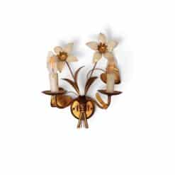 Pair of French Gilt Metal Floral Wall Sconces in the Style of Maison Charles, circa 1960s - Image 3