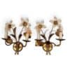 Pair of gilt metal floral wall sconces in the style of Maison Charles 1960s- Styylish