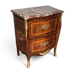 Antique Louis XV Style Chest of Drawers with Marble Top- three-quarter view- Styylish