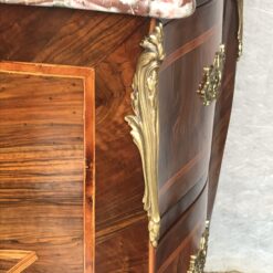Antique Louis XV Style Chest of Drawers with Marble Top- side view corner- Styylish