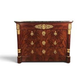 Exceptional French Empire Mahogany Commode with Extensive Gilt-Bronze Mounts, circa 1810
