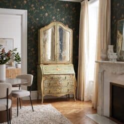 Antique Venetian Painted Secretary Bookcase with Floral Decoration - Image 2