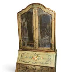Antique Venetian Painted Secretary Bookcase with Floral Decoration - Image 3