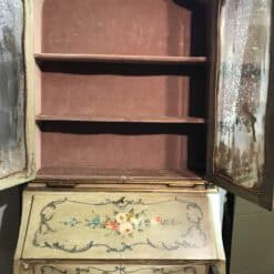 Antique Venetian Painted Secretary Bookcase with Floral Decoration - Image 7