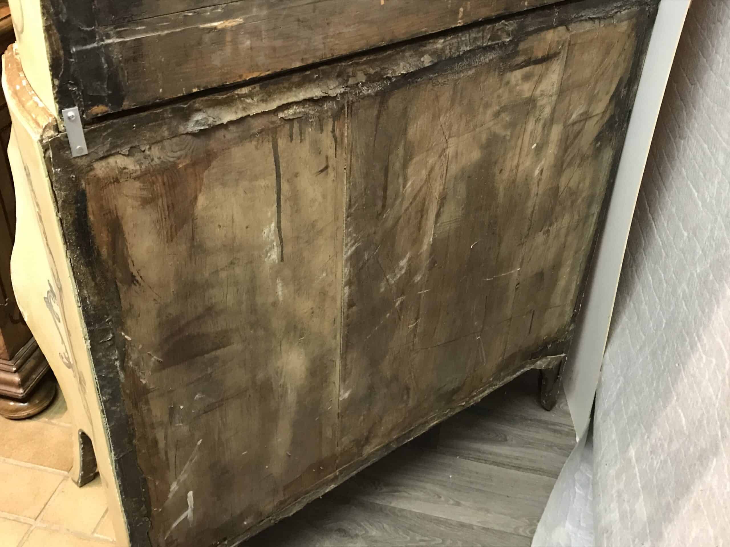 Antique Venetian Painted Secretary Bookcase with Floral Decoration - Image 9
