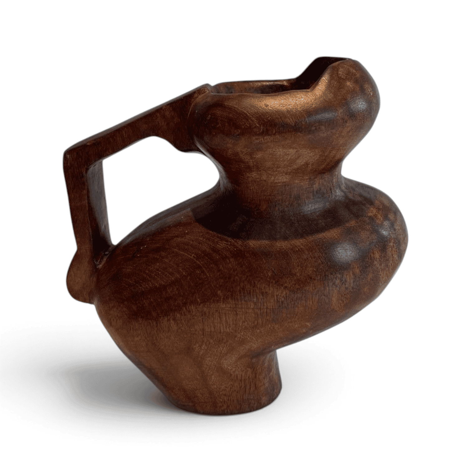 French Post-War Brutalist Carved Wood Pitcher - Styylish