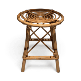 Jean Royère Style Rattan Drum Stool