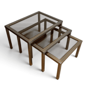 Guy Lefèvre Style Smoked Glass Nesting Tables