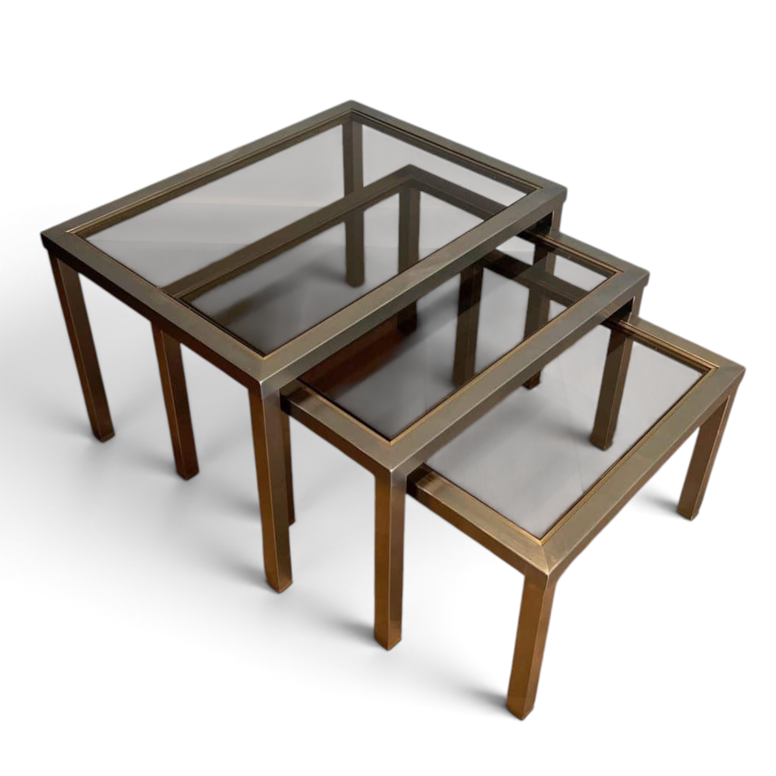Guy Lefèvre Style Smoked Glass Nesting Tables - Styylish