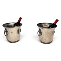 Pair of French Silver-Plated Champagne Buckets with Lion Masks - Styylish