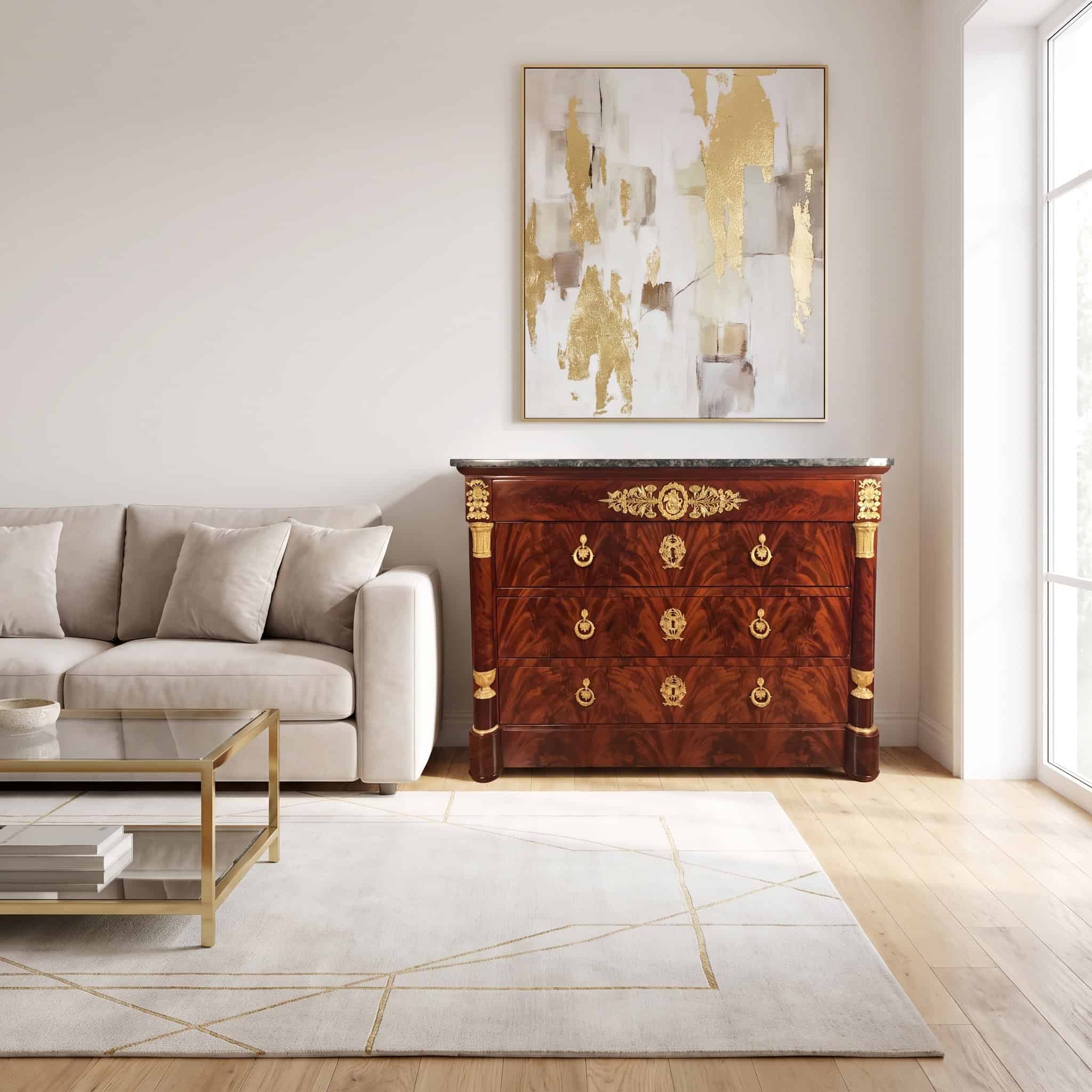 Exceptional French Empire Mahogany Commode with Extensive Gilt-Bronze Mounts, circa 1810 - Image 2