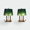 Pair of French Brass Table Lamps with Green Adjustable Shades - Styylish