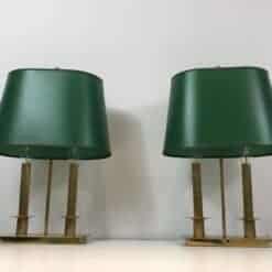 Pair of French Brass Table Lamps with Green Adjustable Shades - View Four - Styylish