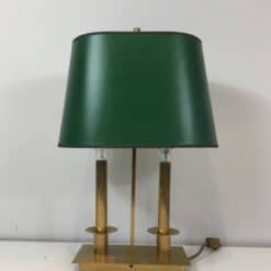 Pair of French Brass Table Lamps with Green Adjustable Shades - View Six - Styylish