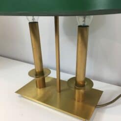 Pair of French Brass Table Lamps with Green Adjustable Shades - Detail Two - Styylish