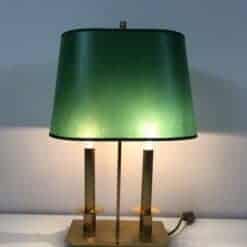 Pair of French Brass Table Lamps with Green Adjustable Shades - View Eight - Styylish