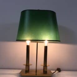 Pair of French Brass Table Lamps with Green Adjustable Shades - View Eleven - Styylish