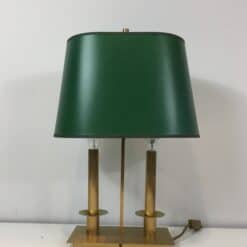 Pair of French Brass Table Lamps with Green Adjustable Shades - View Twelve - Styylish