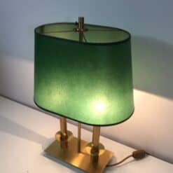 Pair of French Brass Table Lamps with Green Adjustable Shades - View Thirteen - Styylish