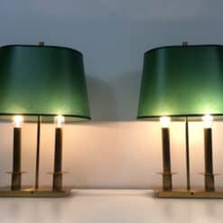 Pair of French Brass Table Lamps with Green Adjustable Shades - View Sixteen - Styylish