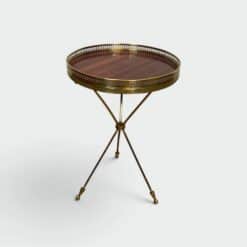 French Neoclassical Brass and Mahogany Tripod Guéridon - Styylish