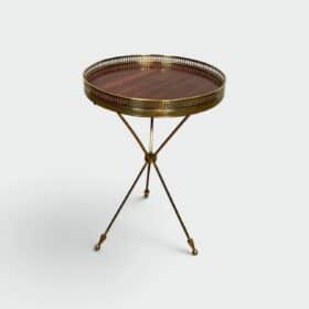 French Neoclassical Brass and Mahogany Tripod Guéridon