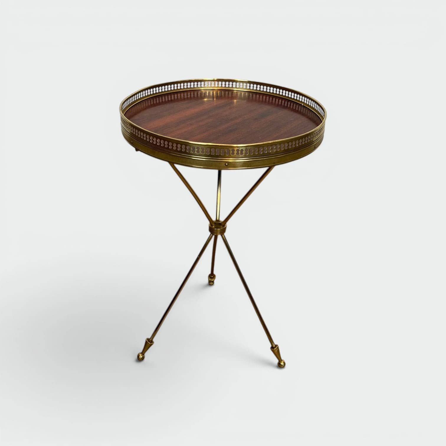 French Neoclassical Brass and Mahogany Tripod Guéridon - Styylish