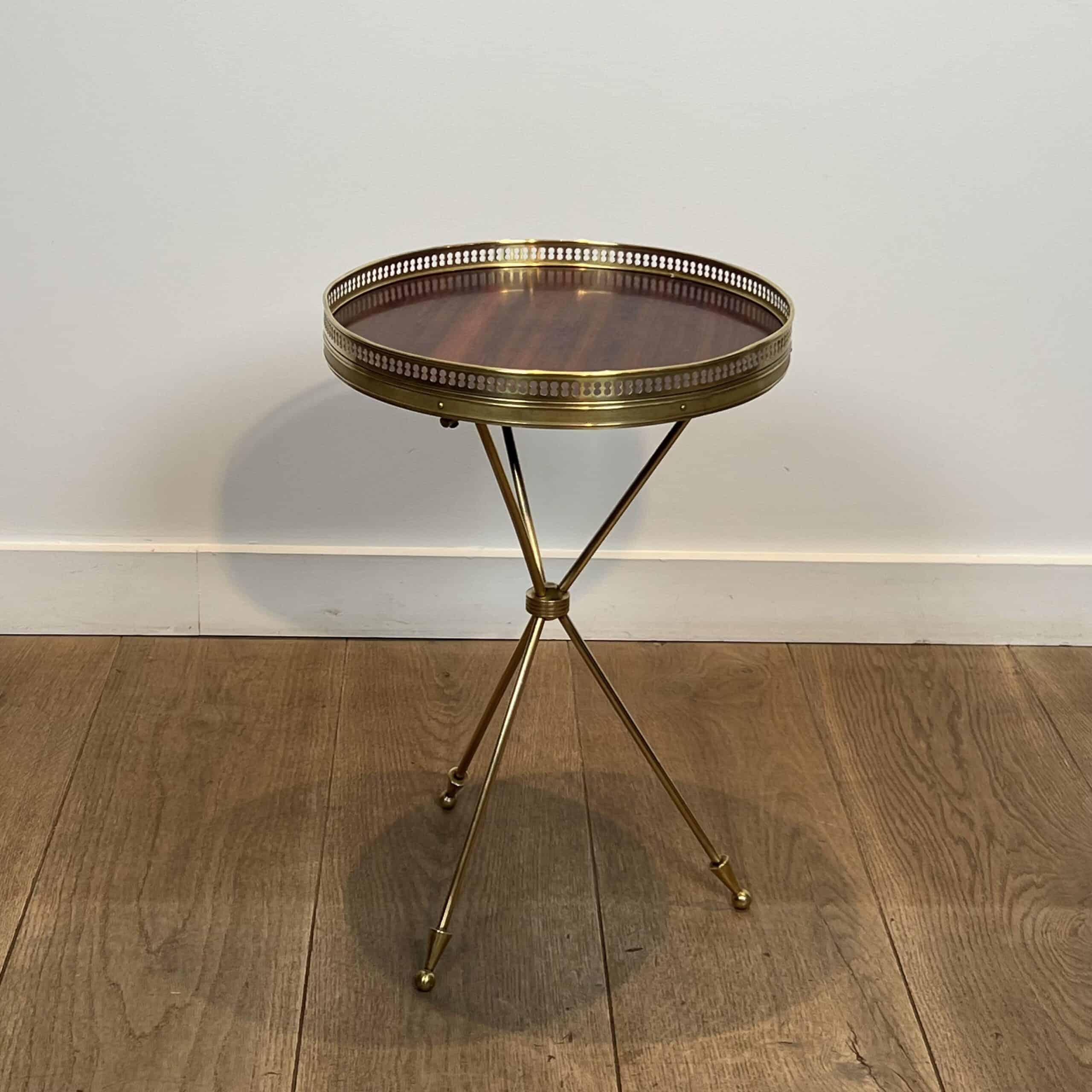 French Neoclassical Brass and Mahogany Tripod Guéridon - View Two - Styylish