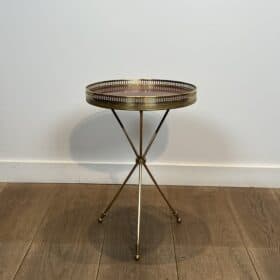 French Neoclassical Brass and Mahogany Tripod Guéridon