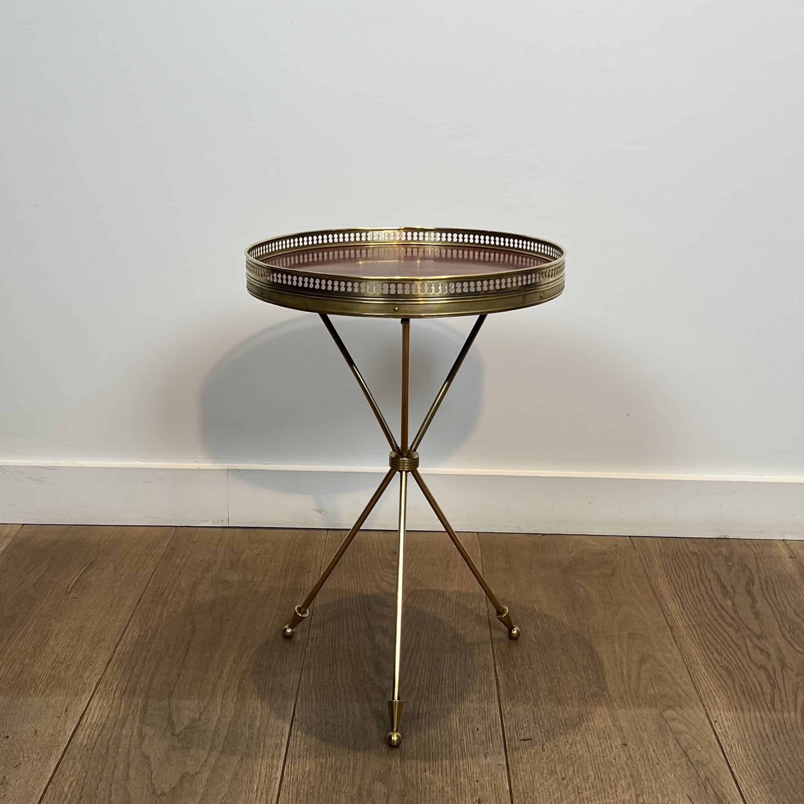 French Neoclassical Brass and Mahogany Tripod Guéridon - View Four - Styylish