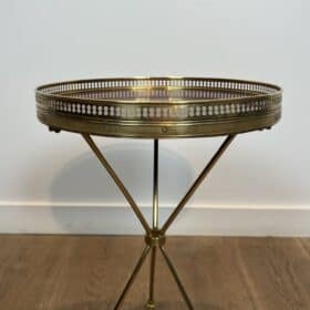 French Neoclassical Brass and Mahogany Tripod Guéridon