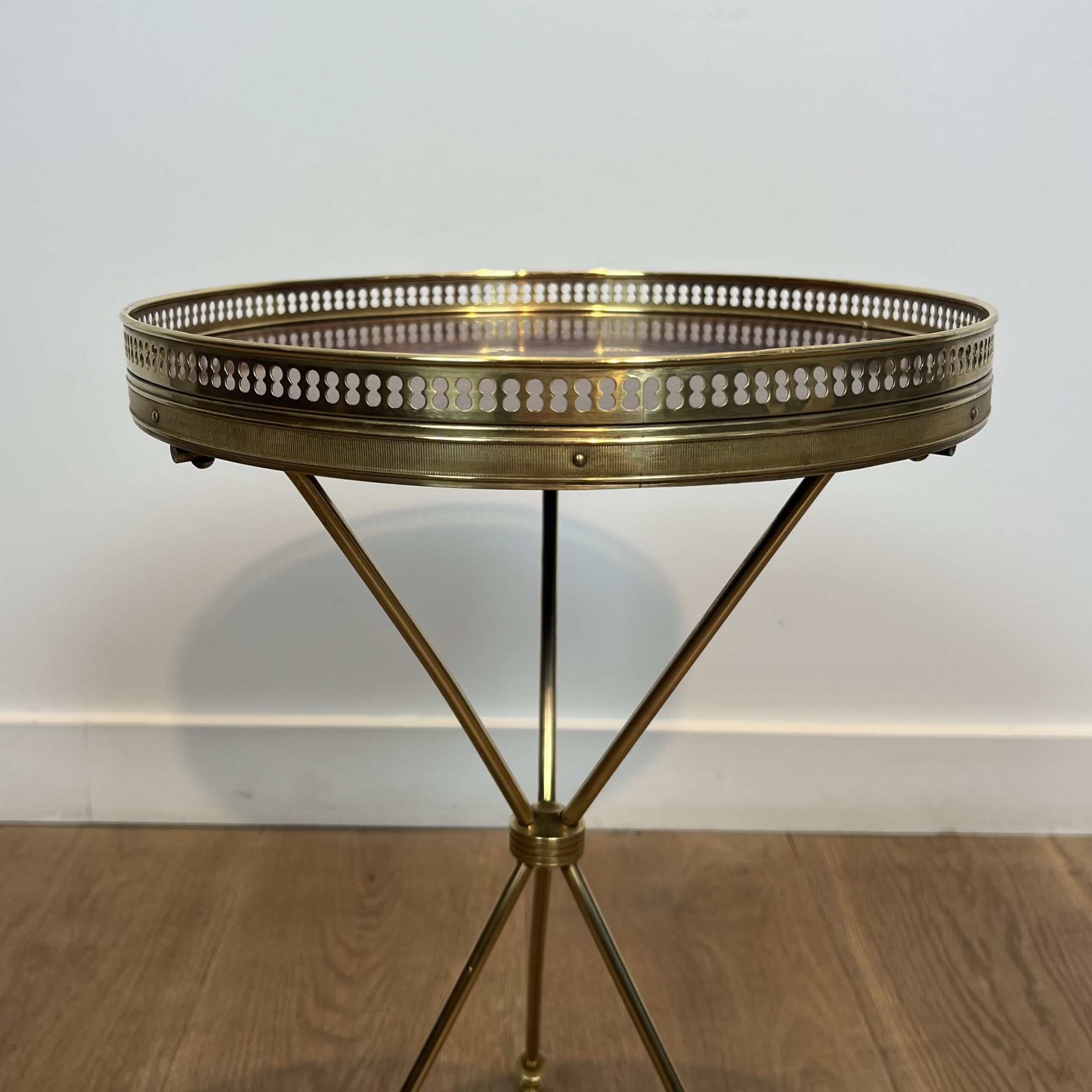 French Neoclassical Brass and Mahogany Tripod Guéridon - Detail One - Styylish