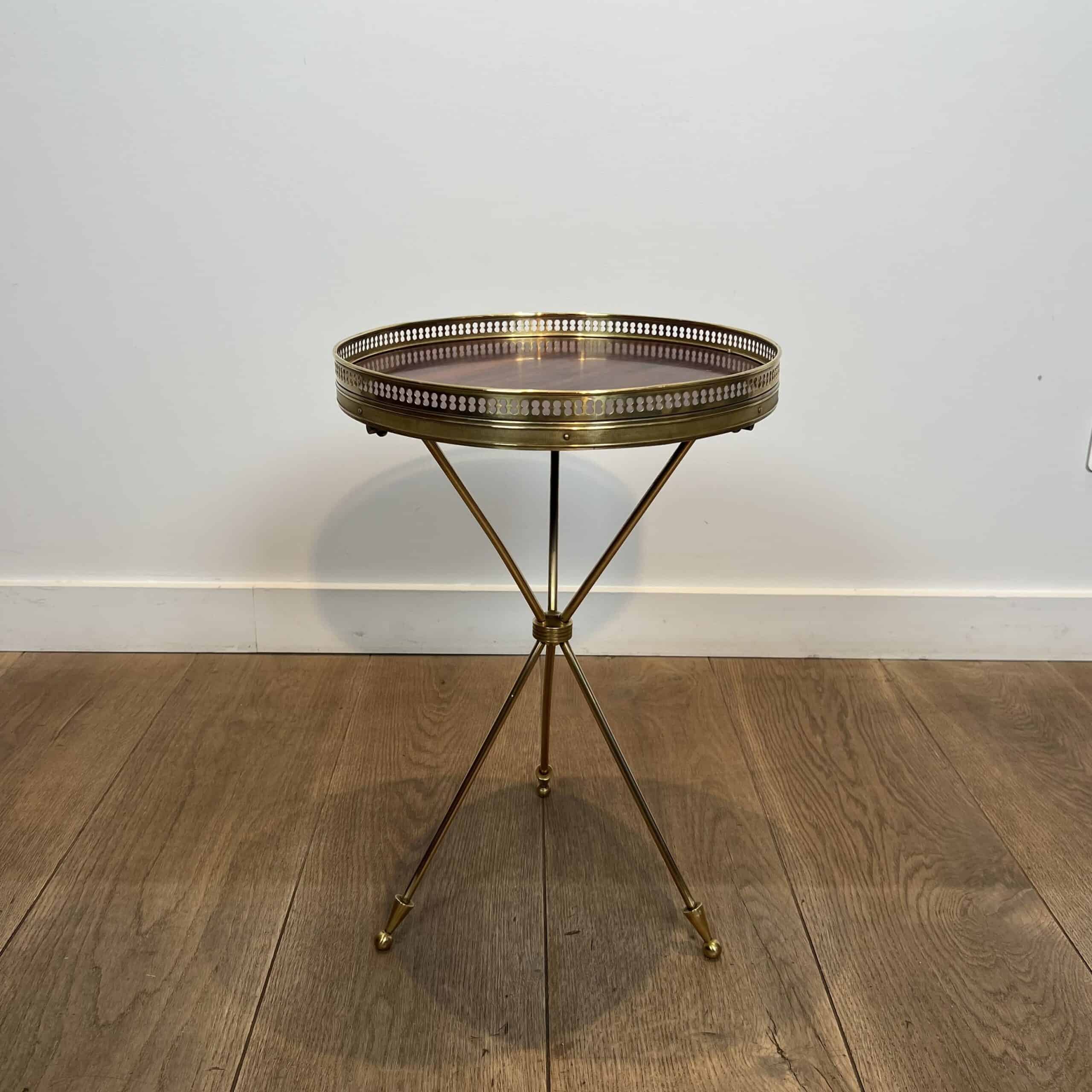 French Neoclassical Brass and Mahogany Tripod Guéridon - View Five - Styylish