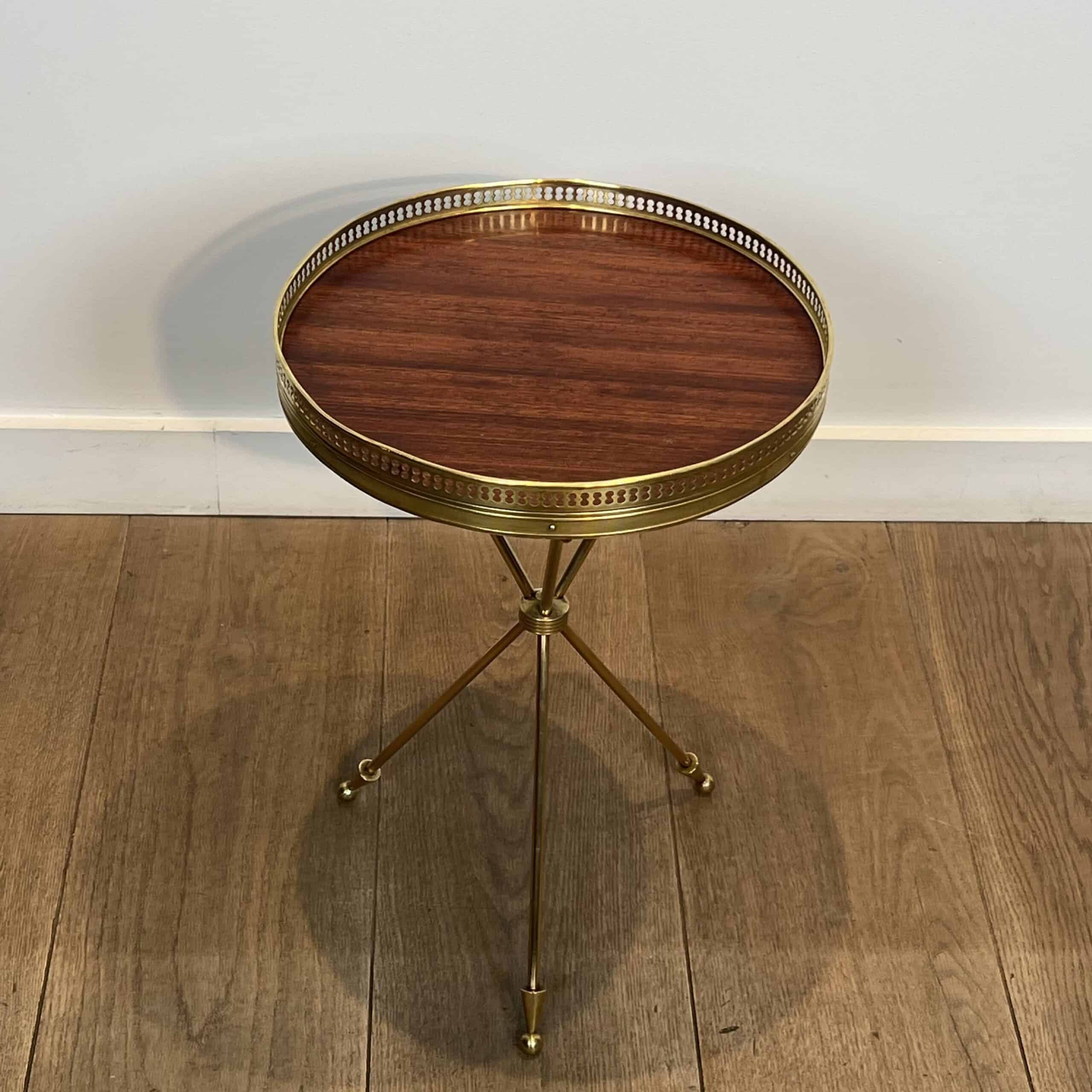 French Neoclassical Brass and Mahogany Tripod Guéridon - View Six - Styylish